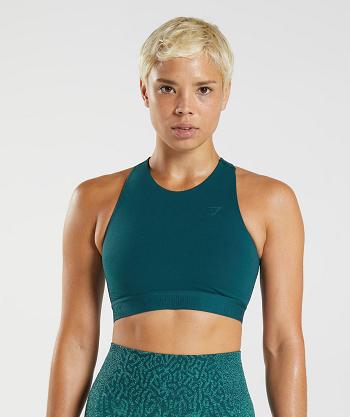 Staniki Sportowe Damskie Gymshark 315 Performance High Neck Turkusowe Niebieskie | PL 2998DFM